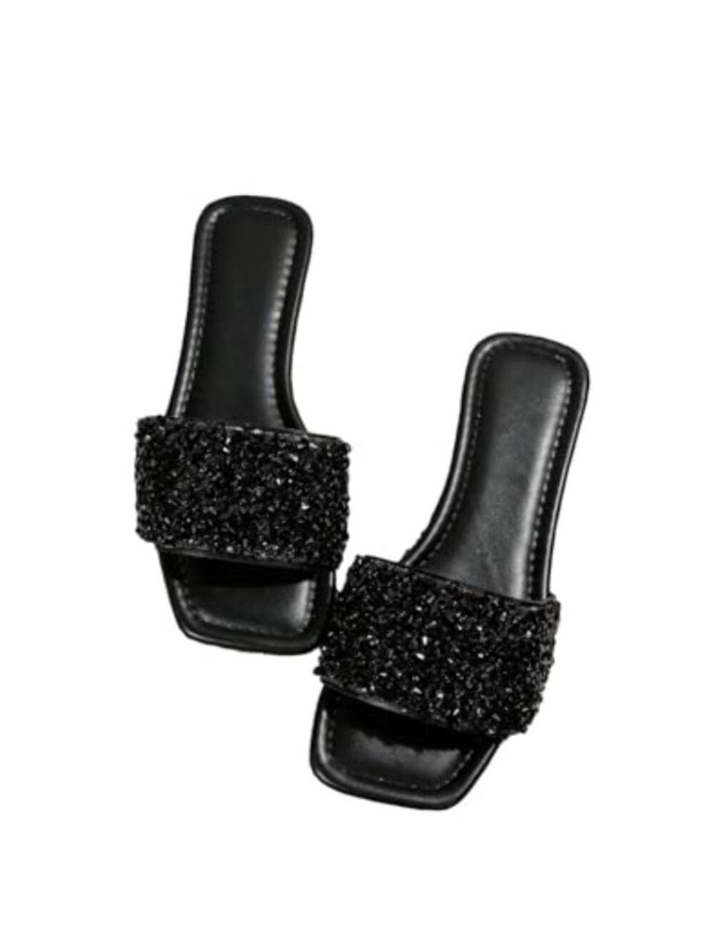 GORGLITTER Women's Sparkly Jeweled Flat Sandals Open Toe Glitter Slippers